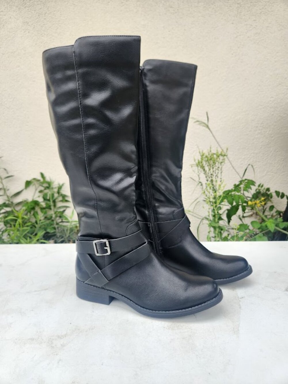 New Style & Co Womens Size 7.5 Margoo Riding Boots Shoes Block Heel Faux Leather - Picture 6 of 8